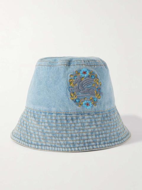Etro Embroidered denim bucket hat