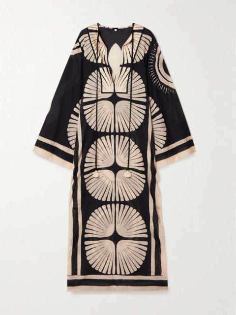 Natural Wisdom tasseled printed  cotton-voile maxi dress