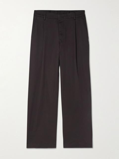 NN07 Kay 1420 Straight-Leg Pleated Organic Cotton-Blend Twill Trousers Brown