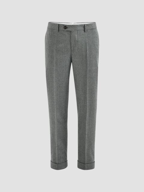 Brunello Cucinelli Men's Virgin Wool Flannel Italian Fit Trousers - Medium Grey