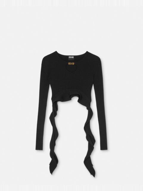 VERSACE JEANS COUTURE Ruffled Knit Crop Top