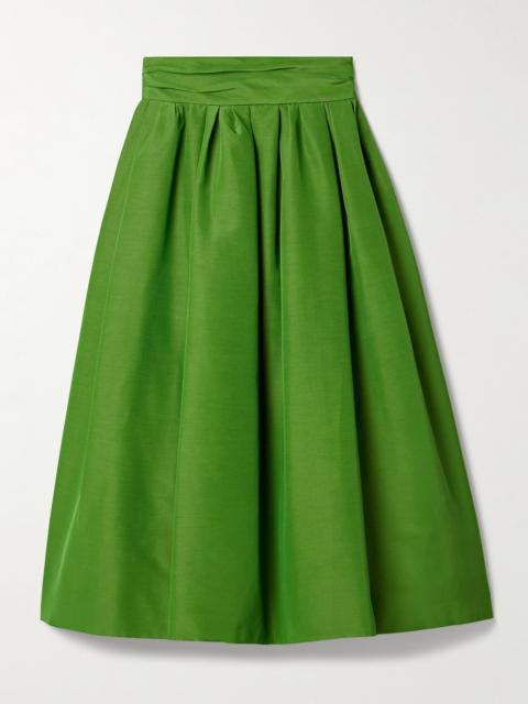 CAROLINA HERRERA Pleated Cotton-blend Faille Midi Skirt