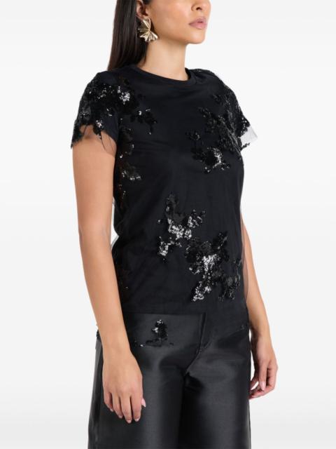 MARQUES’ALMEIDA sequin-embellished tulle-overlay T-shirt