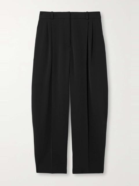 Cropped pleated wool-blend tapered pants