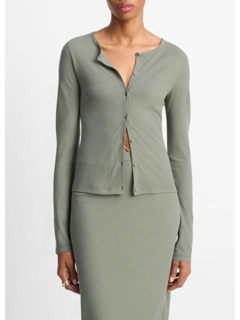 Vince Cotton Crepe Jersey Cardigan