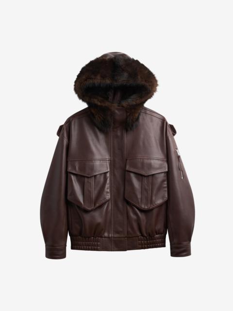 The Frankie Shop Napa Leather Hooded Jacket - Brown