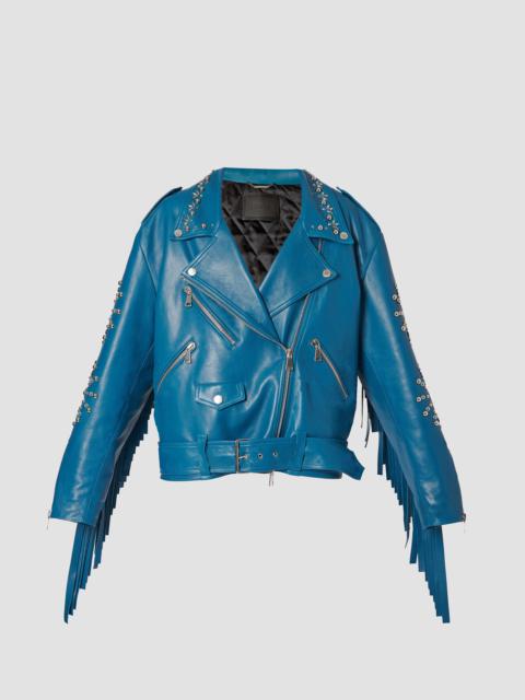Erdem LEATHER OVERSIZED BIKER JACKET