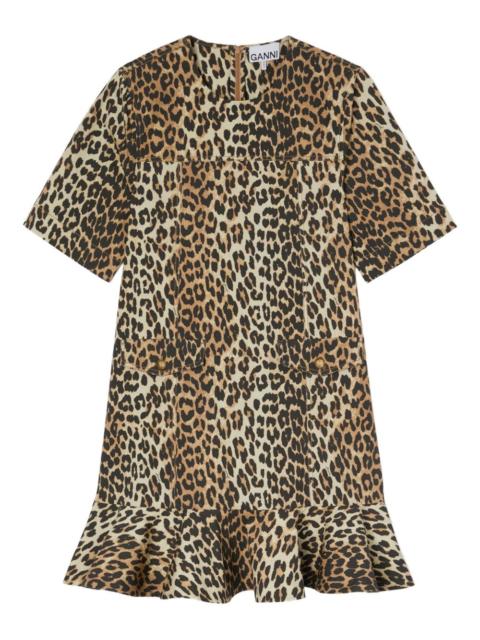 GANNI leopard-printed ruffled dress