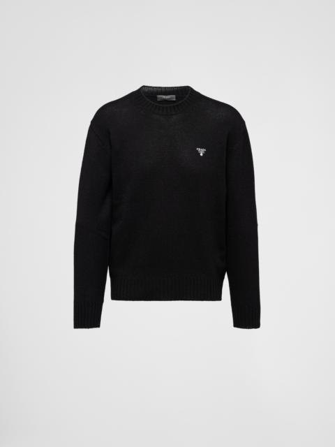 Prada Superfine Wool Short Sleeve Crewneck Sweater Black