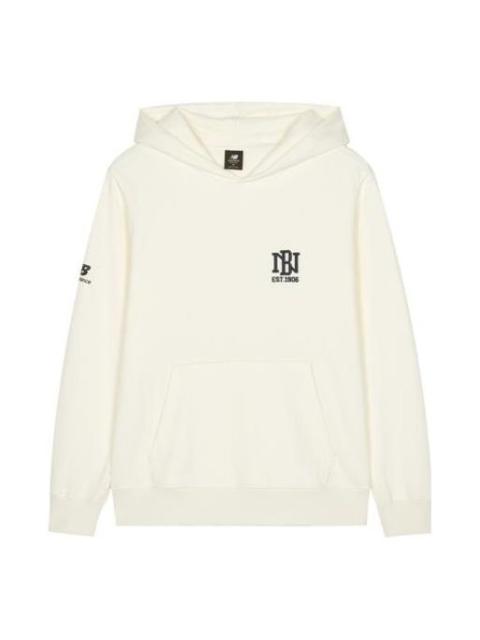 New Balance Logo Print Sweatshirt Hoodie 'White' AMT23336-CIC