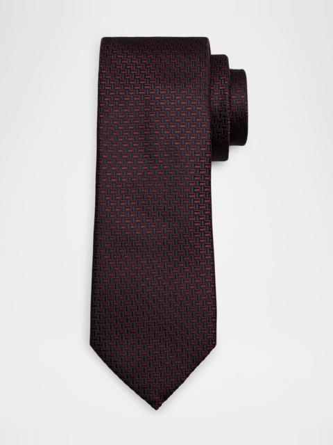 ZEGNA Men's Bicolor Basketweave Silk Tie