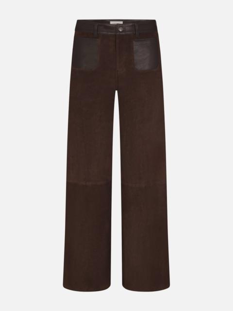FRAME The Suede And Leather Slim Palazzo Modernist Pocket