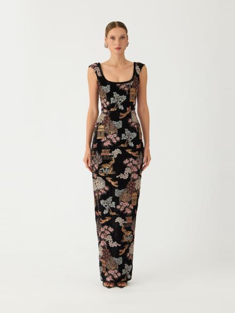 SAU LEE BROOKE EMBROIDERED GOWN