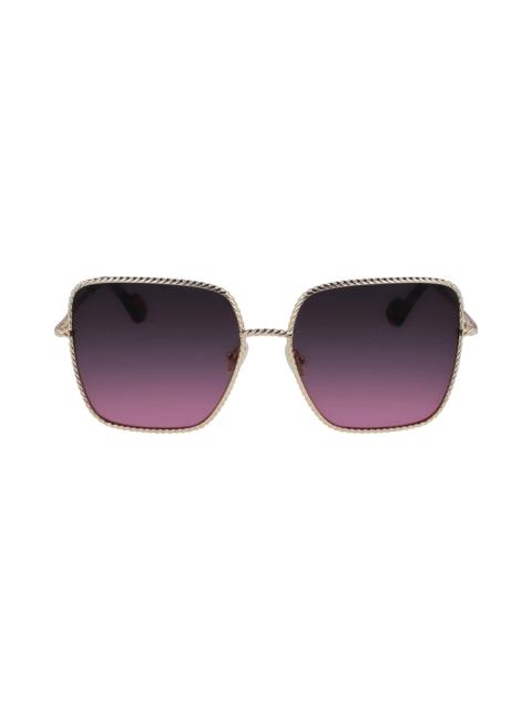 Lanvin Babe 59mm Gradient Square Sunglasses in Gold/Gradient Grey Rose