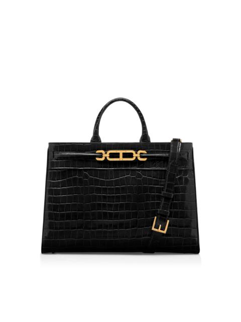 TOM FORD PRINTED CROC LEATHER WHITNEY LARGE TOP HANDLE