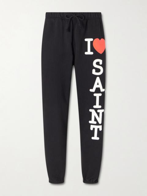 SAINT M×××××× I Love Saint Tapered Printed Cotton-Jersey Sweatpants