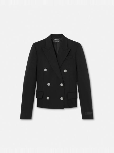 VERSACE Crop Double-Breasted Wool Blazer