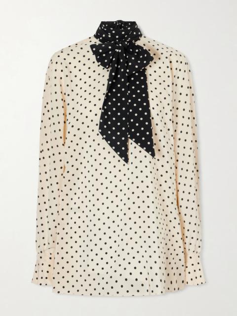 Valentino Scarf-detailed Polka-dot Silk Crepe De Chine Blouse