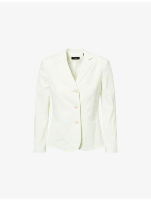 Theory Shrunken Three-Button Single-Breasted Linen-Blend Blazer