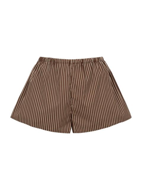 STAUD Women's Paddle Striped Stretch Cotton Shorts - Dark Oak Micro Stripe