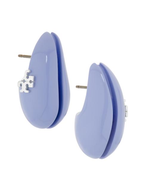 TORY BURCH Women's Wave Silvertone & Resin Small Drop Earrings - Light Blue