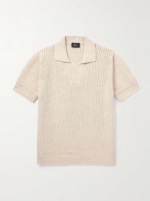Brioni Ribbed Cotton and Wool-Blend Polo Shirt