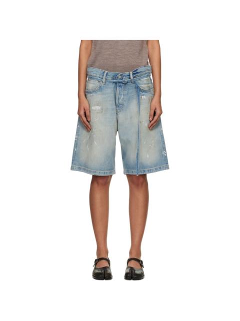 Acne Studios Blue Belted Denim Shorts