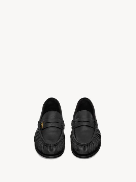 SAINT LAURENT le loafer penny slippers in shiny creased leather