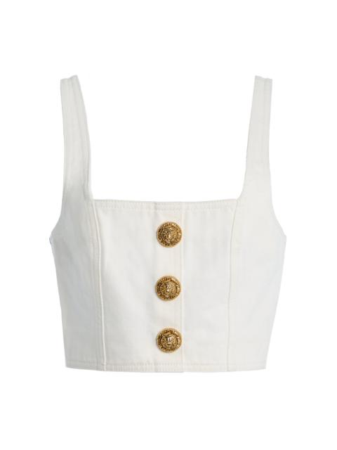 Balmain Denim Brassiere Top white