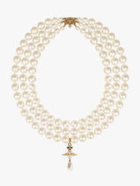 Vivienne Westwood THREE ROW PEARL DROP CHOKER | WHITE/GOLD
