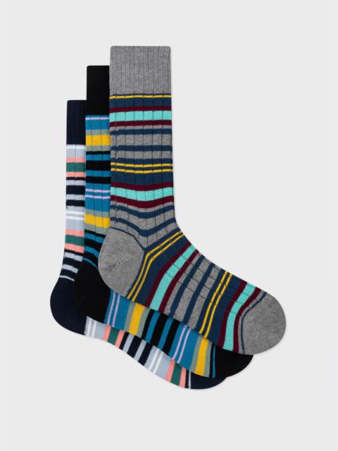 Ribbed Stripe Socks Three Pack
