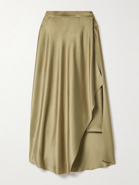 Loro Piana Layered silk-satin midi skirt Beige