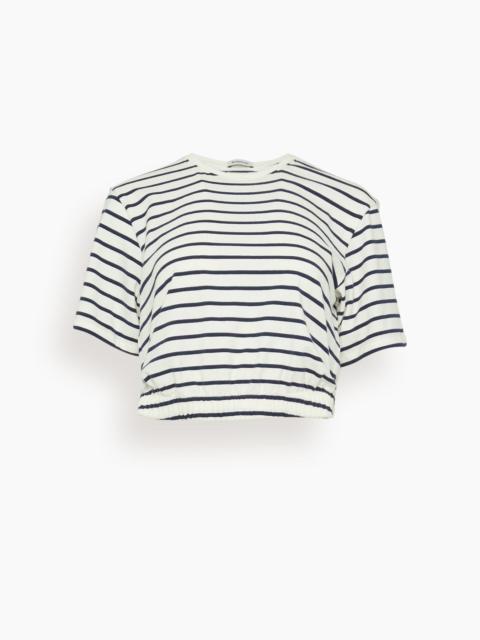 SIMKHAI Jojo Short Sleeve Cropped T-Shirt in Midnight Stripe