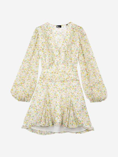 The Kooples SHORT PLEATED DRESS IN ECRU FLORAL PRINT