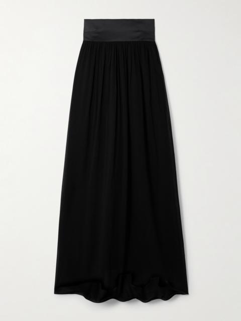 POSSE Solene Strapless Draped Shirred Satin-twill And Chiffon Maxi Dress