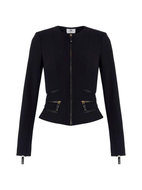 ELISABETTA FRANCHI Women's Double-Layer Crêpe Jacket - Nero