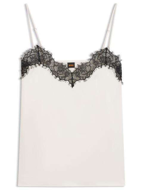 BOSS SATIN CAMISOLE WITH LACE DETAILS