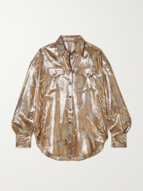 Brunello Cucinelli Printed metallic silk-blend shirt Metallic