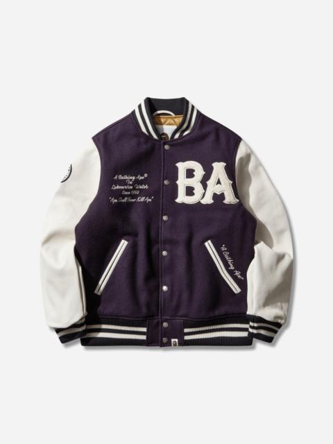 A BATHING APE® Men's Statue Of Liberty Varsity Jacket Purple