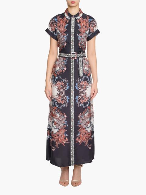 Marchesa GARDEN OF EVE BELTED TWILL SHIRT MAXI DRESS
