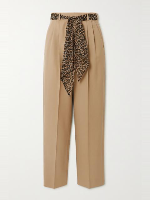 SAINT LAURENT Belted wool-gabardine straight-leg pants