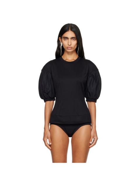 Simone Rocha Black Puff Sleeve Sculpted Contrast T-shirt