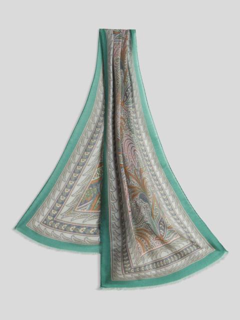 Etro FRINGED SCARF WITH FOLIAGE MOTIF