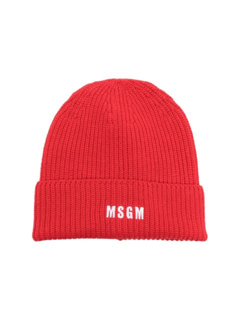MSGM logo-embroidered knitted beanie