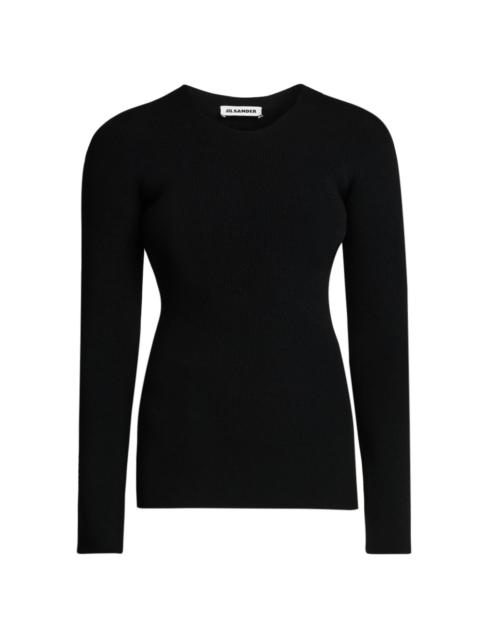 Jil Sander Women's Rib-Knit Crewneck Sweater - Black