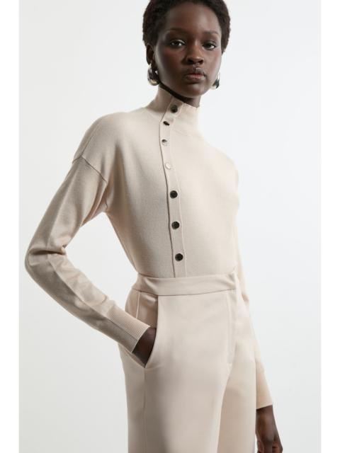 KAREN MILLEN Viscose Blend Popper Detail Knit Jumper