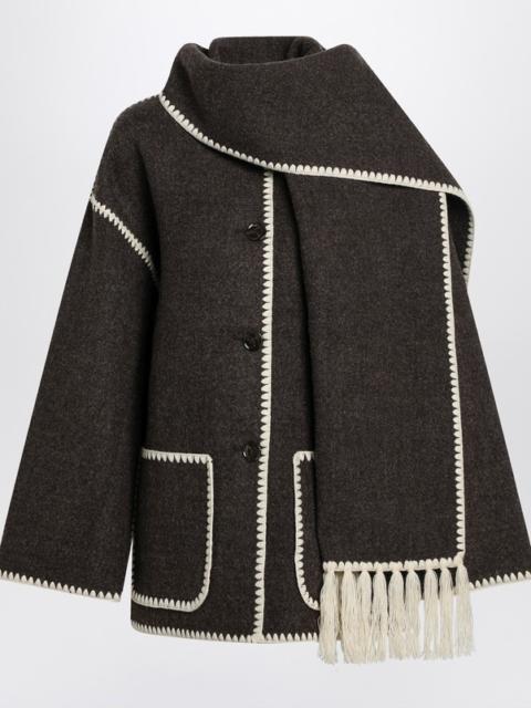 TOTEME Chocolate mélange jacket with scarf