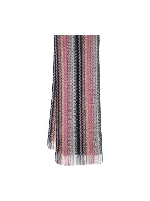 Missoni zigzag-pattern crochet-knit scarf