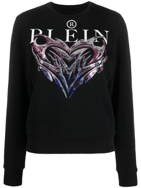 PHILIPP PLEIN crystal-embellished logo-print sweatshirt