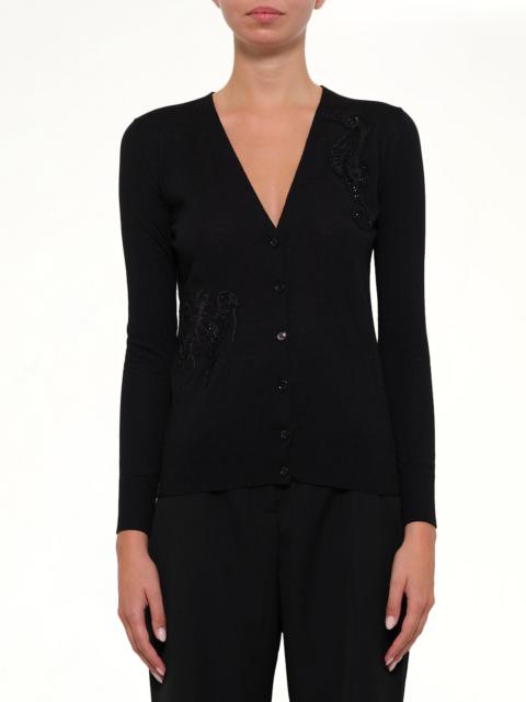 Alexander McQueen V Neck Cardigan in Black